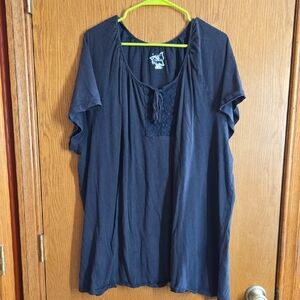 Just My Size Black Embellished Short Sleeve Blouse